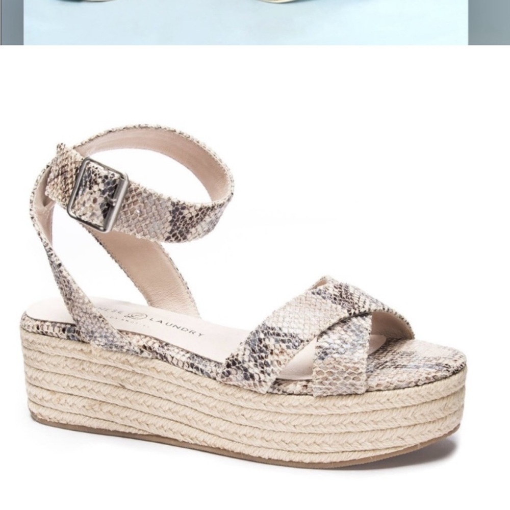 Chinese Laundry Cream and Tan Espadrille Sandals